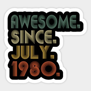 44 44Th Awesome Since July 1980 Sticker